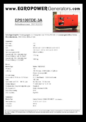 Diesel Generatoren Europower EPS100TDE-3A (LS)