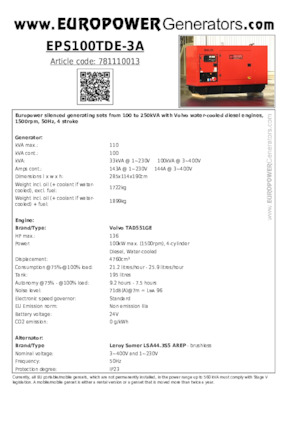 Diesel Generatoren Europower EPS100TDE-3A (LS)