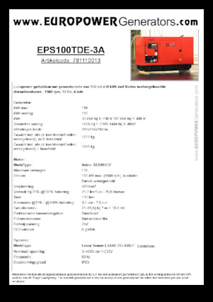 Diesel Generatoren Europower EPS100TDE-3A (LS)