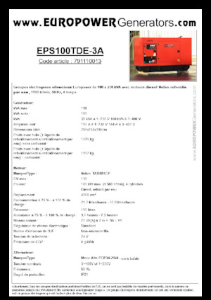 Diesel Generatoren Europower EPS100TDE-3A (MA)