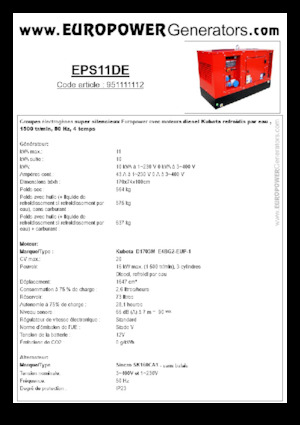 Diesel Generatoren Europower EPS11DE (S)