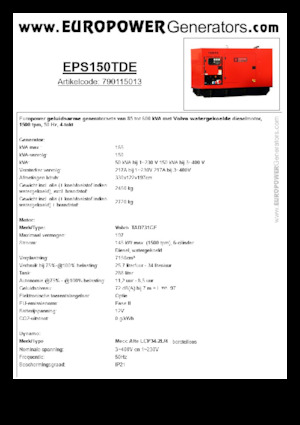 Diesel Generatoren Europower EPS150TDE (MA)