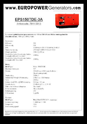 Diesel Generatoren Europower EPS150TDE-3A (MA)