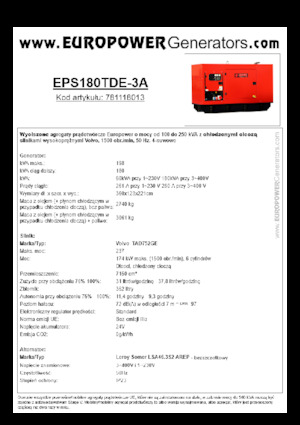 Diesel Generatoren Europower EPS180TDE-3A (LS)