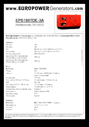 Diesel Generatoren Europower EPS180TDE-3A (MA)