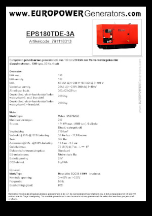 Diesel Generatoren Europower EPS180TDE-3A (MA)