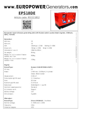 Diesel Generatoren Europower EPS18DE (S)