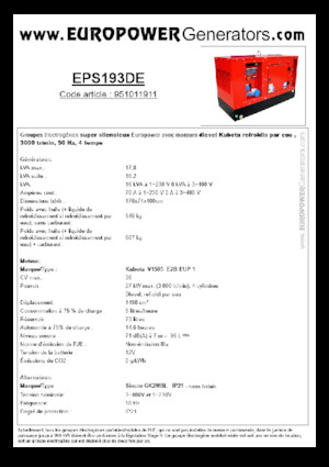 Diesel Generatoren Europower EPS193DE (S)