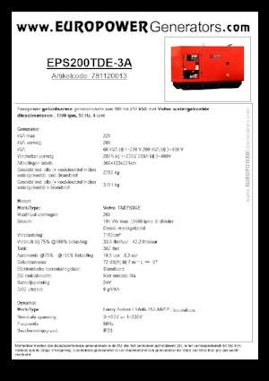 Diesel Generatoren Europower EPS200TDE-3A (LS)