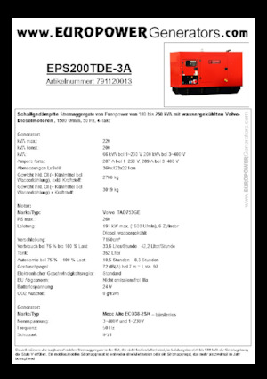 Diesel Generatoren Europower EPS200TDE-3A (MA)