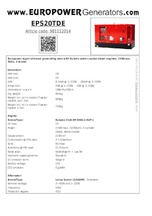 Diesel Generatoren Europower EPS20TDE (LS)