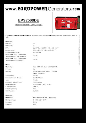 Diesel Generatoren Europower EPS2500DE (MA)