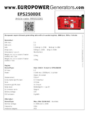 Diesel Generatoren Europower EPS2500DE (MA)