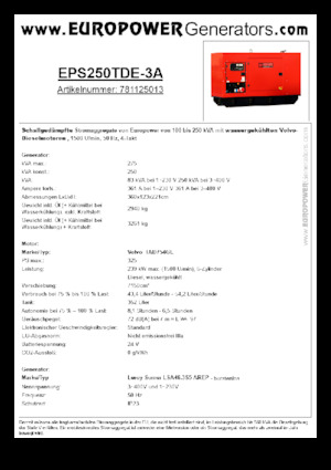 Diesel Generatoren Europower EPS250TDE-3A (LS)