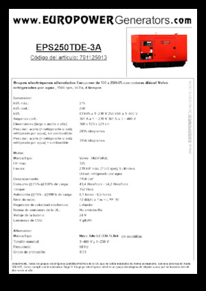 Diesel Generatoren Europower EPS250TDE-3A (MA)
