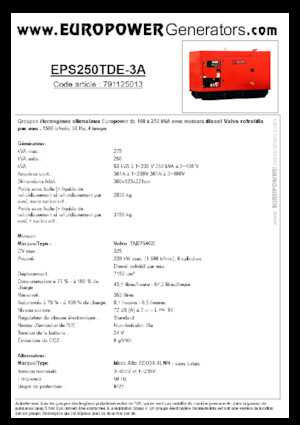 Diesel Generatoren Europower EPS250TDE-3A (MA)