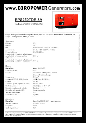 Diesel Generatoren Europower EPS250TDE-3A (MA)