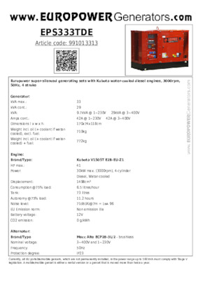 Diesel Generatoren Europower EPS333TDE (MA)