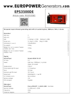 Diesel Generatoren Europower EPS3500DE (S)