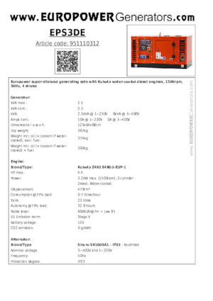 Diesel Generatoren Europower EPS3DE (S)