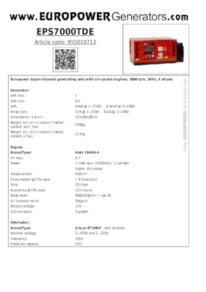 Diesel Generatoren Europower EPS7000TDE (S)
