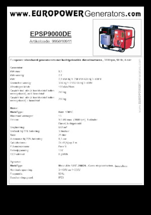 Diesel Generatoren Europower EPSP9000DE (MA)