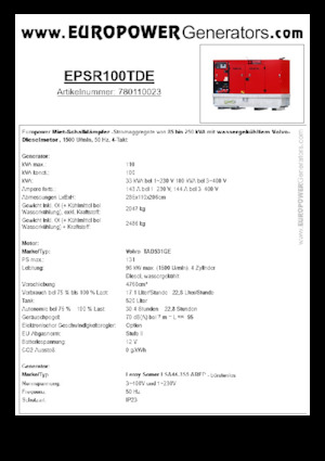 Diesel Generatoren Europower EPSR100TDE (LS)