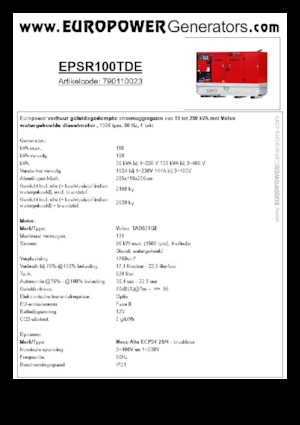 Diesel Generatoren Europower EPSR100TDE (MA)
