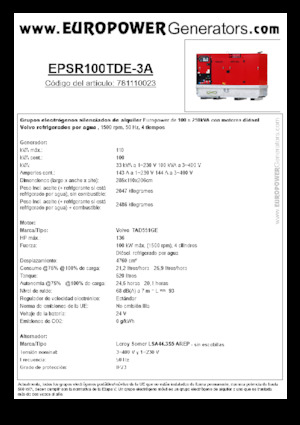 Diesel Generatoren Europower EPSR100TDE-3A (LS)