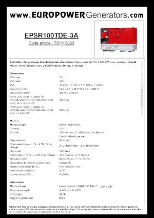 Diesel Generatoren Europower EPSR100TDE-3A (LS)