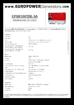 Diesel Generatoren Europower EPSR100TDE-3A (MA)