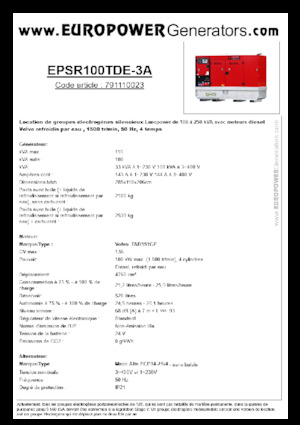 Diesel Generatoren Europower EPSR100TDE-3A (MA)
