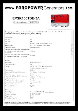 Diesel Generatoren Europower EPSR100TDE-3A (MA)