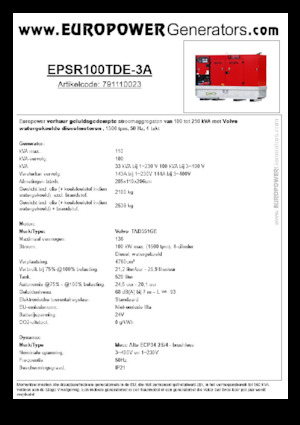 Diesel Generatoren Europower EPSR100TDE-3A (MA)