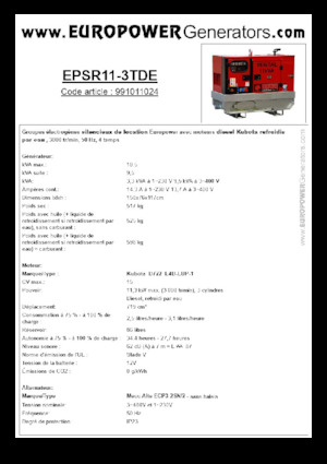 Diesel Generatoren Europower EPSR11-3TDE (MA)