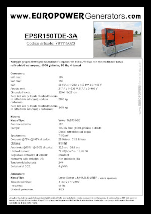 Diesel Generatoren Europower EPSR150TDE-3A (LS)
