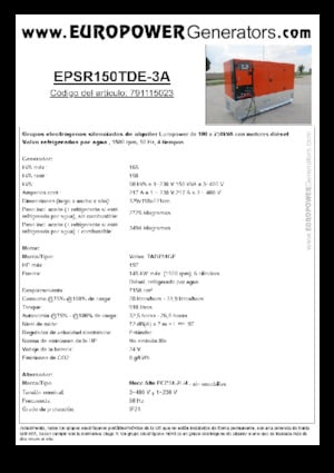 Diesel Generatoren Europower EPSR150TDE-3A (MA)