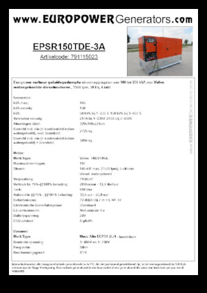 Diesel Generatoren Europower EPSR150TDE-3A (MA)