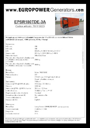 Diesel Generatoren Europower EPSR180TDE-3A (LS)
