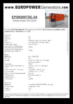 Diesel Generatoren Europower EPSR200TDE-3A (LS)