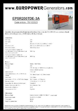 Diesel Generatoren Europower EPSR200TDE-3A (LS)