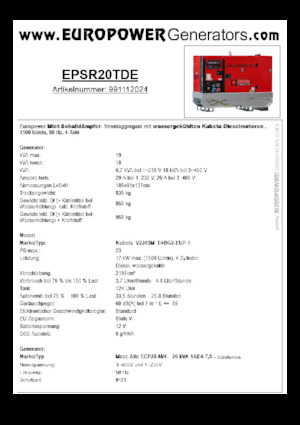 Diesel Generatoren Europower EPSR20TDE (MA)