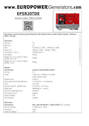 Diesel Generatoren Europower EPSR20TDE (MA)