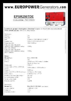 Diesel Generatoren Europower EPSR250TDE (MA)