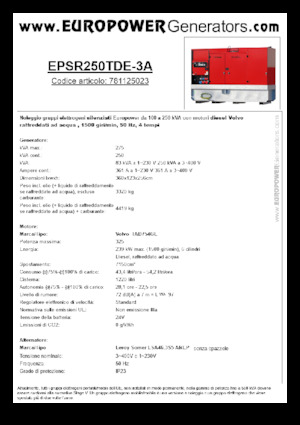 Diesel Generatoren Europower EPSR250TDE-3A (LS)