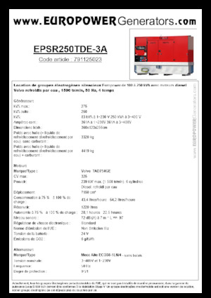 Diesel Generatoren Europower EPSR250TDE-3A (MA)