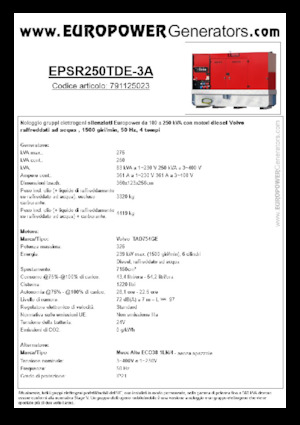 Diesel Generatoren Europower EPSR250TDE-3A (MA)