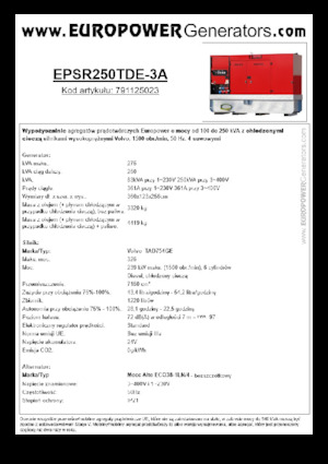 Diesel Generatoren Europower EPSR250TDE-3A (MA)