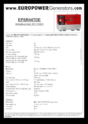 Diesel Generatoren Europower EPSR44TDE (MA)