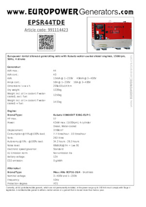Diesel Generatoren Europower EPSR44TDE (MA)